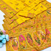 Artistic Yellow Nylon Dola Pashmina Saree With Lagniappe Blouse Piece