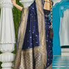 Panoply Navy Blue Banarasi Silk Saree With Staggering Blouse Piece