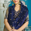 Panoply Navy Blue Banarasi Silk Saree With Staggering Blouse Piece