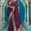 Lagniappe Purple Banarasi Silk Saree With Panoply Blouse Piece