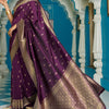 Lagniappe Purple Banarasi Silk Saree With Panoply Blouse Piece