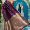 Lagniappe Purple Banarasi Silk Saree With Panoply Blouse Piece