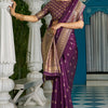 Lagniappe Purple Banarasi Silk Saree With Panoply Blouse Piece