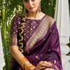 Lagniappe Purple Banarasi Silk Saree With Panoply Blouse Piece