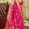 Sizzling Dark Pink Soft Banarasi Silk Saree With Staring Blouse Piece