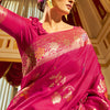 Sizzling Dark Pink Soft Banarasi Silk Saree With Staring Blouse Piece