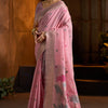 Skinny Baby Pink Cotton Silk Saree With Impressive Blouse Piece