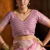 Skinny Baby Pink Cotton Silk Saree With Impressive Blouse Piece