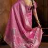 Amazing Dark Pink Cotton Silk Saree With Elaborate Blouse Piece