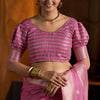 Amazing Dark Pink Cotton Silk Saree With Elaborate Blouse Piece