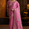 Amazing Dark Pink Cotton Silk Saree With Elaborate Blouse Piece