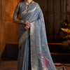 Aplomb Grey Cotton Silk Saree With Devastating Blouse Piece