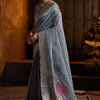 Aplomb Grey Cotton Silk Saree With Devastating Blouse Piece