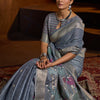 Aplomb Grey Cotton Silk Saree With Devastating Blouse Piece