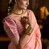 Admirable Peach Cotton Silk Saree With Beguiling Blouse Piece