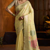 Bucolic Yellow Cotton Silk Saree With Twirling Blouse Piece