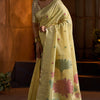 Bucolic Yellow Cotton Silk Saree With Twirling Blouse Piece
