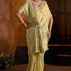Bucolic Yellow Cotton Silk Saree With Twirling Blouse Piece