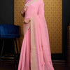 Nectarous Pink Cotton Silk Saree With Ethereal Blouse Piece