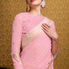Nectarous Pink Cotton Silk Saree With Ethereal Blouse Piece