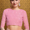 Nectarous Pink Cotton Silk Saree With Ethereal Blouse Piece