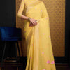 Elegant Yellow Cotton Silk Saree With Mesmeric Blouse Piece