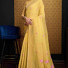 Elegant Yellow Cotton Silk Saree With Mesmeric Blouse Piece