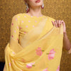 Elegant Yellow Cotton Silk Saree With Mesmeric Blouse Piece