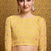 Elegant Yellow Cotton Silk Saree With Mesmeric Blouse Piece