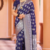 Fragrant Navy Blue Banarasi Silk Saree with Improbable Blouse Piece