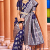 Fragrant Navy Blue Banarasi Silk Saree with Improbable Blouse Piece