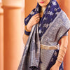 Fragrant Navy Blue Banarasi Silk Saree with Improbable Blouse Piece