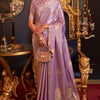 Exquisite Lavender Soft Banarasi Silk Saree With Devastating Blouse Piece