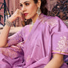 Magnificat Lavender Soft Banarasi Silk Saree With Confounding Blouse Piece