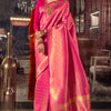Flattering Pink Kanjivaram Silk Saree With Staring Blouse Piece