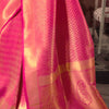 Flattering Pink Kanjivaram Silk Saree With Staring Blouse Piece