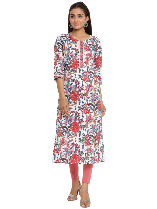 Jaipuri Cotton Straight Printed Kurta for Women