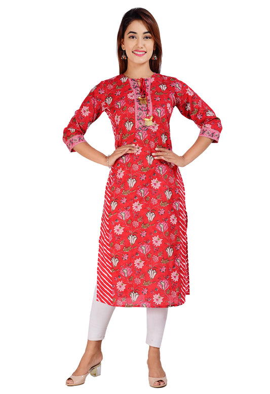 Anarva Jaipuri Cotton Straight Kurti for Women