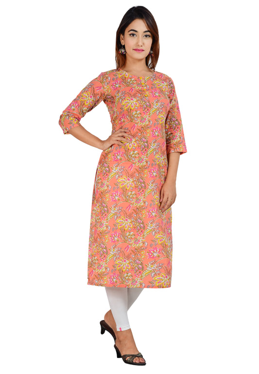 Jaipuri Cotton Straight Printed Kurta for Women