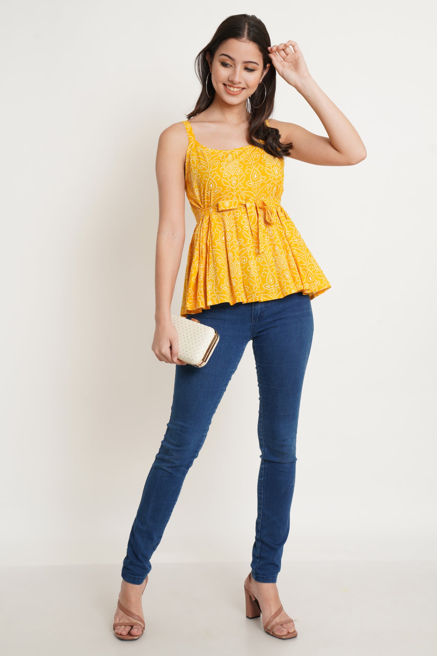 Floral Printed Cotton Peplum Top