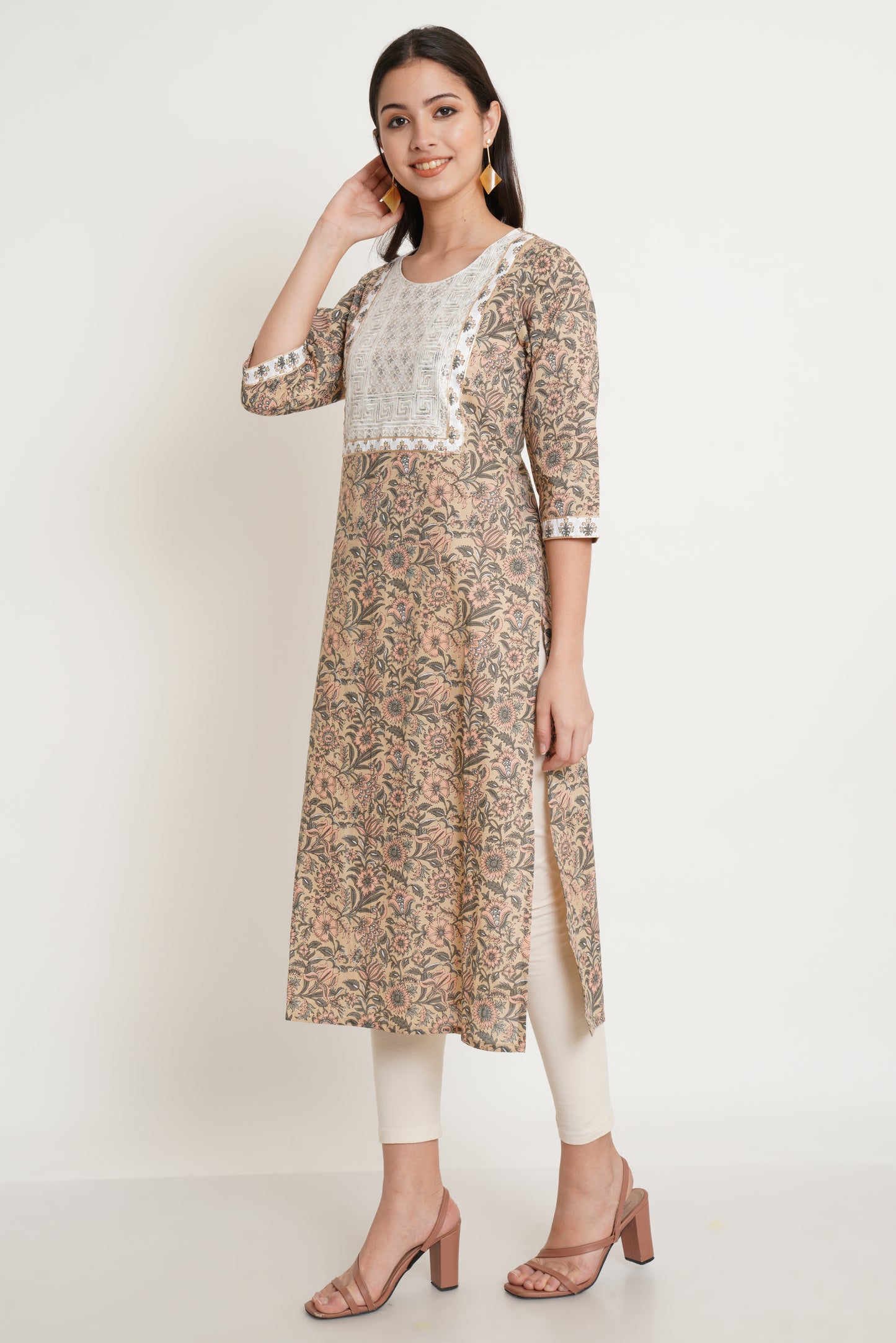 Jaipuri Cotton Printed Straight Kurta for Women