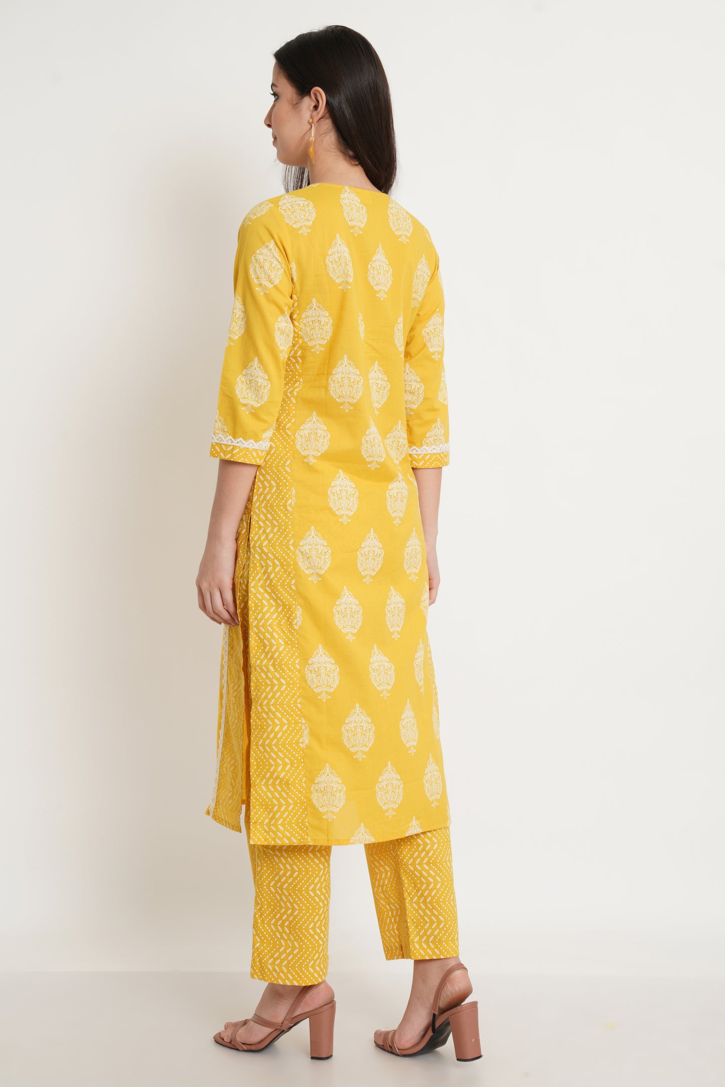 Ethnic Motifs Printed Panelled Pure Cotton Kurta with Palazzos