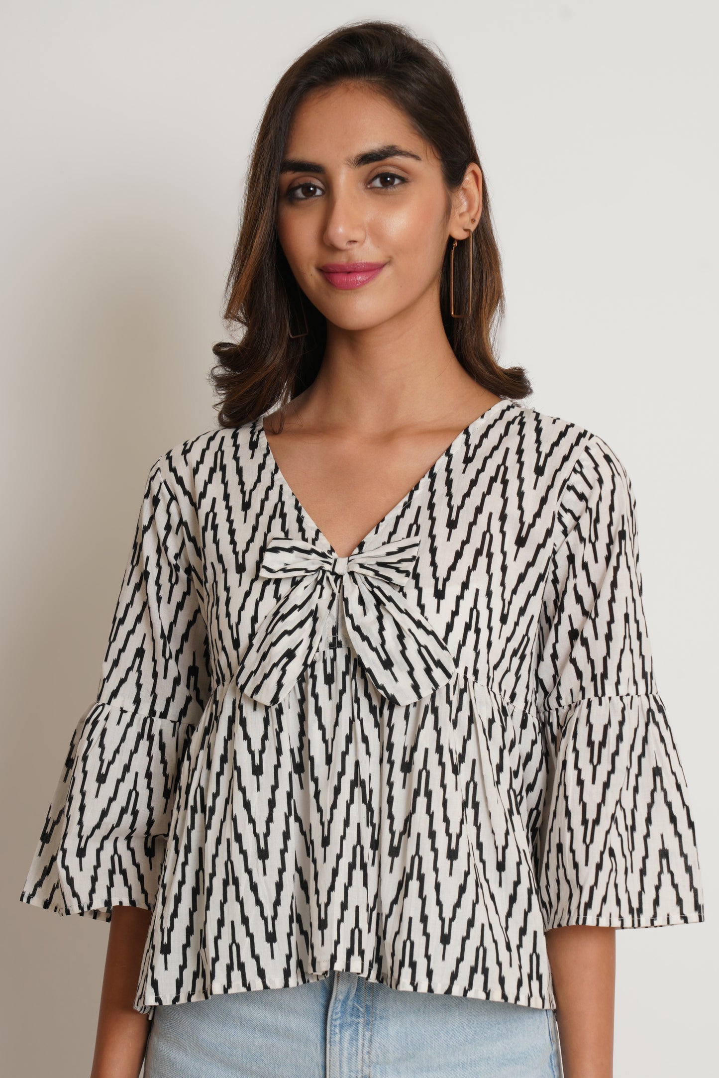 Jaipuri Cotton Printed Peplum Kimono Sleeves Regular Fit Top