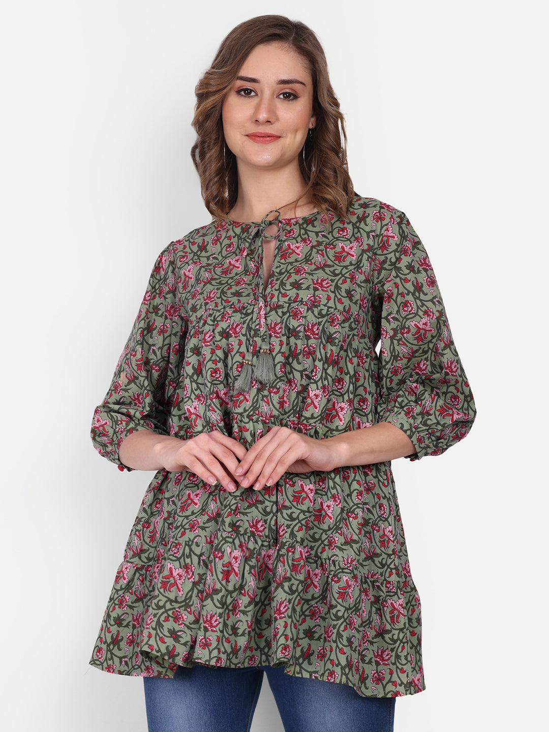 Jaipuri Cotton Printed Short Kurti for Women