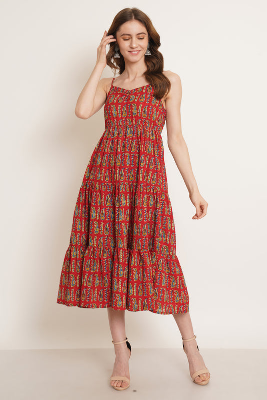 Women A-line Red Dress