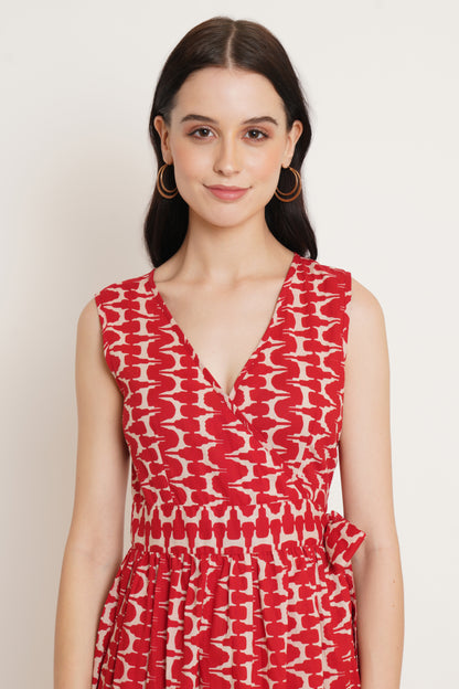 Jaipuri Cotton Printed Wrap Around Dress for Women