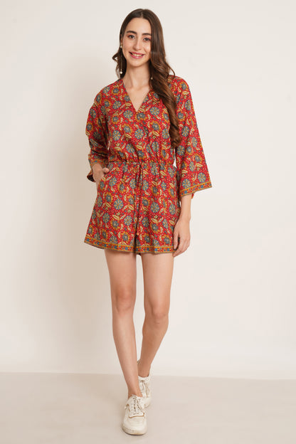 Jaipuri Cotton Printed Playsuit for Women