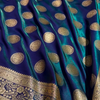 Royal Blue Banarasi Silk Saree with Gold Zari Circular Medallion Motifs & Heavy Floral Border
