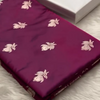Wine Purple Banarasi Silk Saree with Gold Zari Floral Buti Motifs & Classic Woven Border