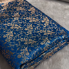 Royal Blue Banarasi Brocade Silk Saree with All-Over Golden Zari Floral Weaving
